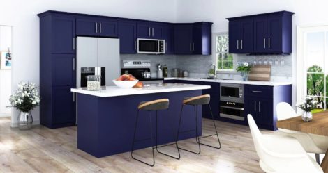 Envision Shaker Marine Blue Cabinets Kitchen